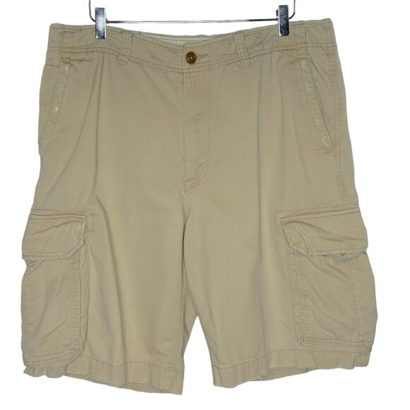 American Eagle Outfitters 34 Vintage Mens Cargo Short Khaki 11" Distressed - Picture 1 of 9